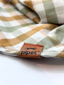 Bandana Pet Pipet Olive, tricoline 100% algodão, xadrez verde, mostarda e branco