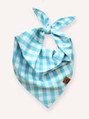 Bandana Pet Pipet Sky, tricoline 100% algodão, xadrez azul-claro e branco