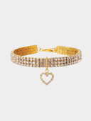 Colar de Strass com Pingente de Coração - Dourado