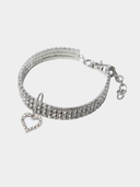 Colar de Strass com Pingente de Coração - Prata