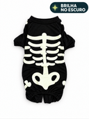 Fantasia pet Halloween Pipet esqueleto com selo Brilha no escuro