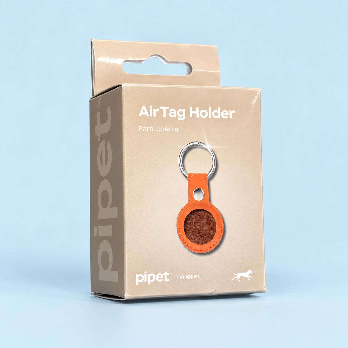Embalagem Pipet AirTag Holder off-white sobre fundo azul-claro